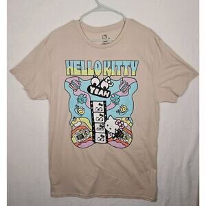 Men's Large - Hello Kitty T-Shirt Tan Short Sleeve Graphic Tee NEW‎